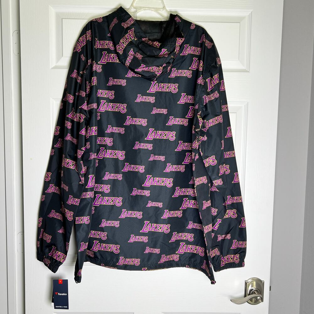 Fanatics Los Angeles Lakers All-Over Print Half Zip Hoodie Anorak Jacket XLT NWT - Picture 3 of 9